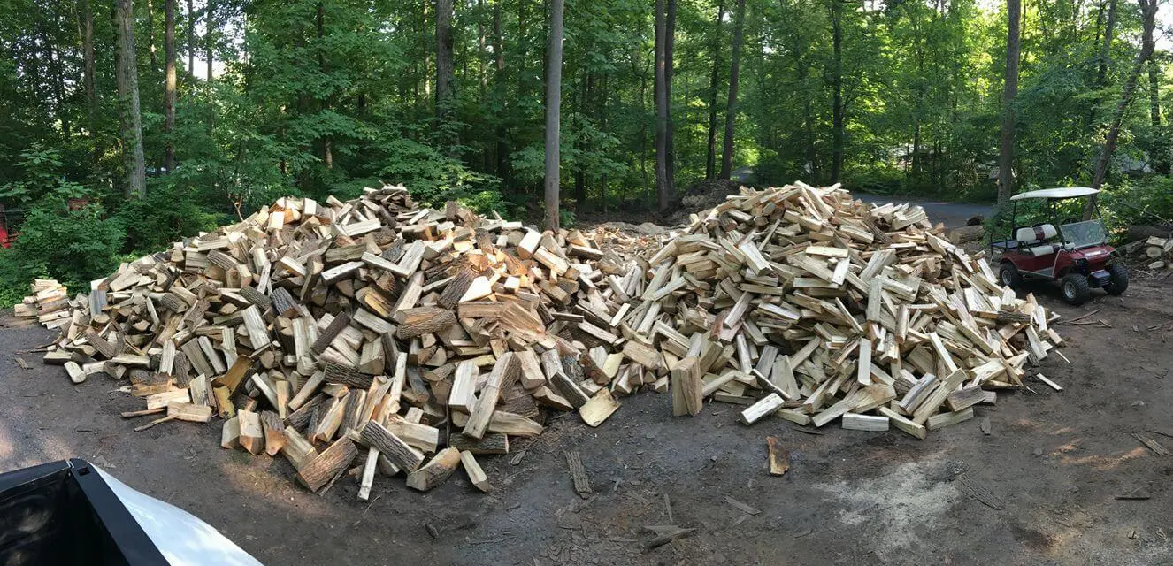 Wood cutting on ground